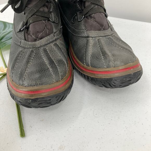 Pajar Canada Black Red Leather Faux Fur Lined Lace Up Waterproof Duck Snow Boots - Picture 9 of 10